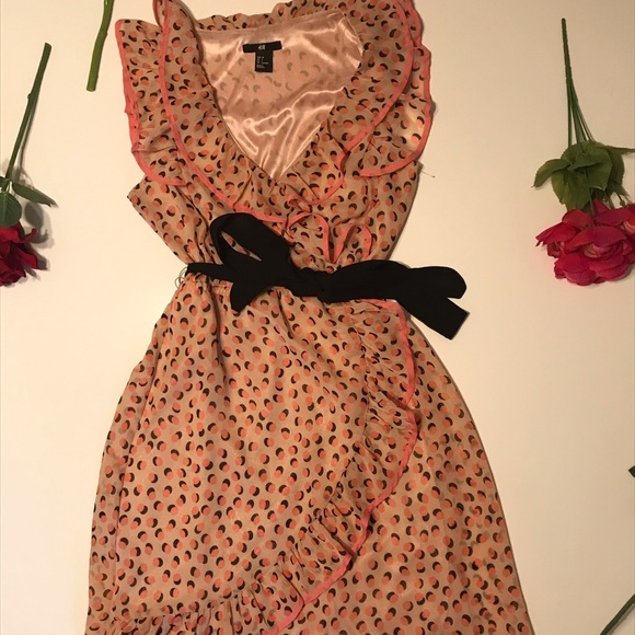 black dress with pink polka dots